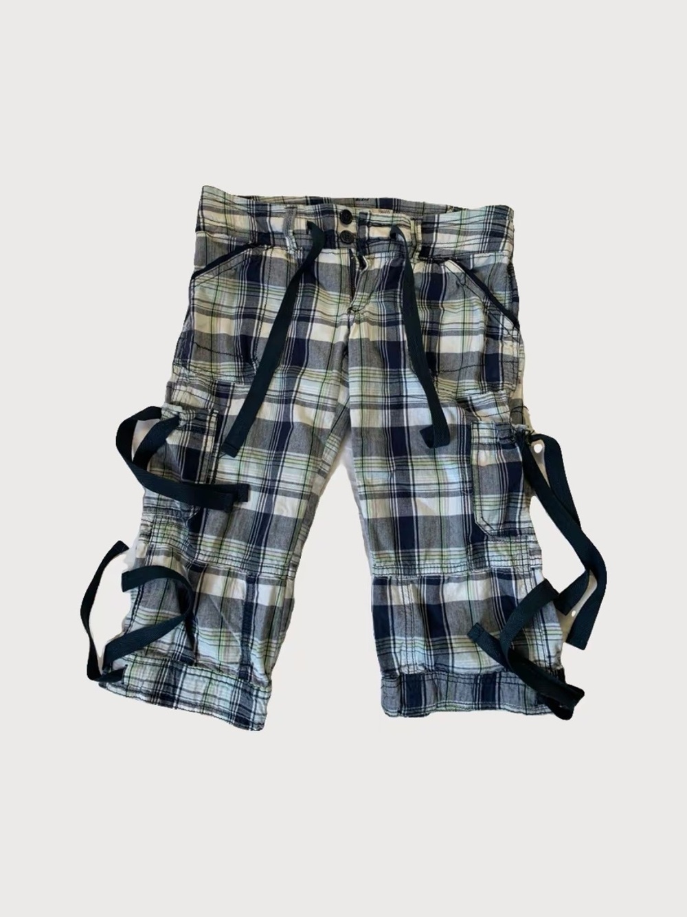 Y2k Vintage Plaid Cargo Capris